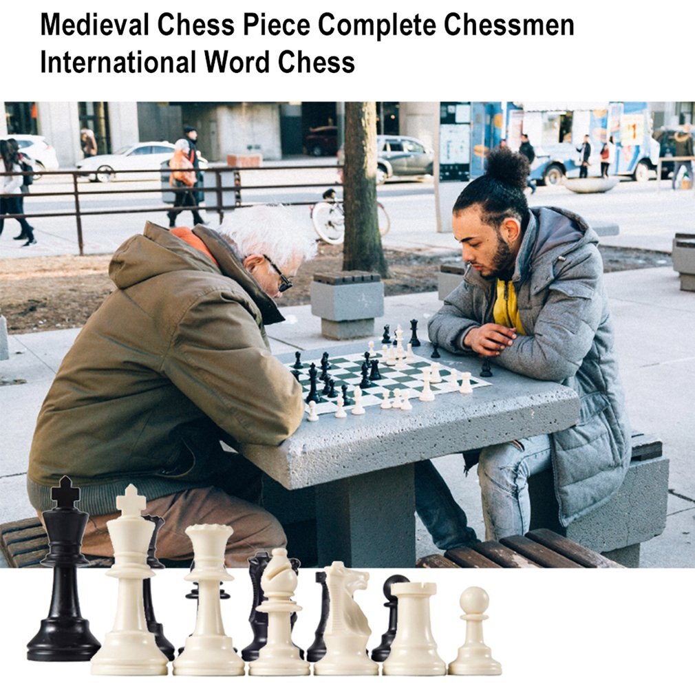 Compact Size 65MM 32 Medieval Chess Pieces/Plastic Complete Chessmen International Word Chess Game Entertainment