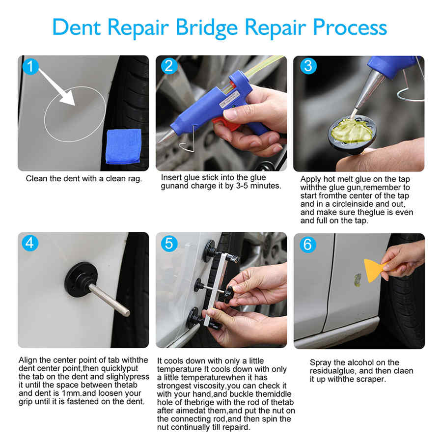 Paintless Dent Repair Tools Dent Puller Bridge DIY Car Body Hail Removal Kit