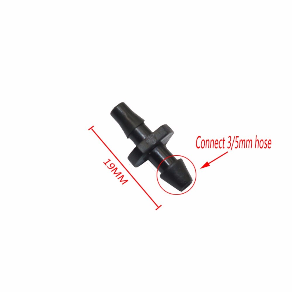 50 pcs 1/8" barbed connector double ways Used to splice our 3/5mm water pipe tubing together 3/5mm garden hose