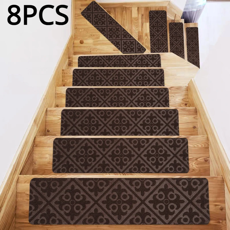 Polymères de bande de roulement auto-adhésifs doux pour la maison, tapis d'escalier, tapis de protection, non ald, motifs multiples, absorbant, 76x20.3cm, 8 pièces: YELLOW