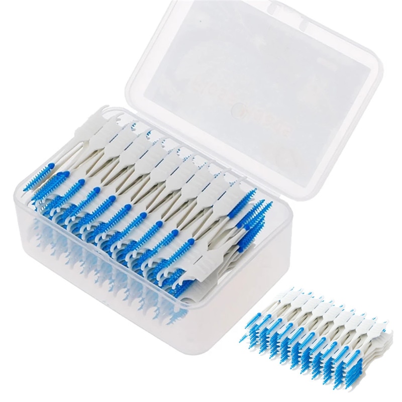 Cepillo Interdental doble, cabezal de hilo Dental, higiene Dental, herramienta de limpieza Dental, 120 Uds.