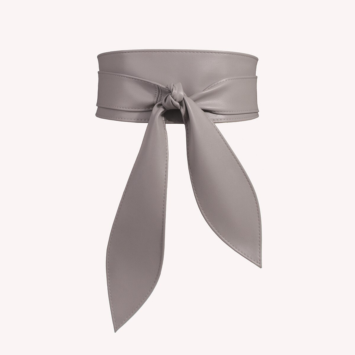 Women Waistbelts Wide Girdle Soft Bow Ribbon Extra Long Belt Bow Imitation Leather Girdle Clothing Accessory Waistbelt: Gray