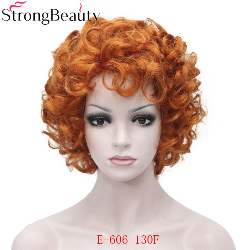 Perruque Courte Femme Bouclée - Couleurs Brun, Cuivré, Blond Clair Et Rouge - 35 Cm - Taille Moyenne