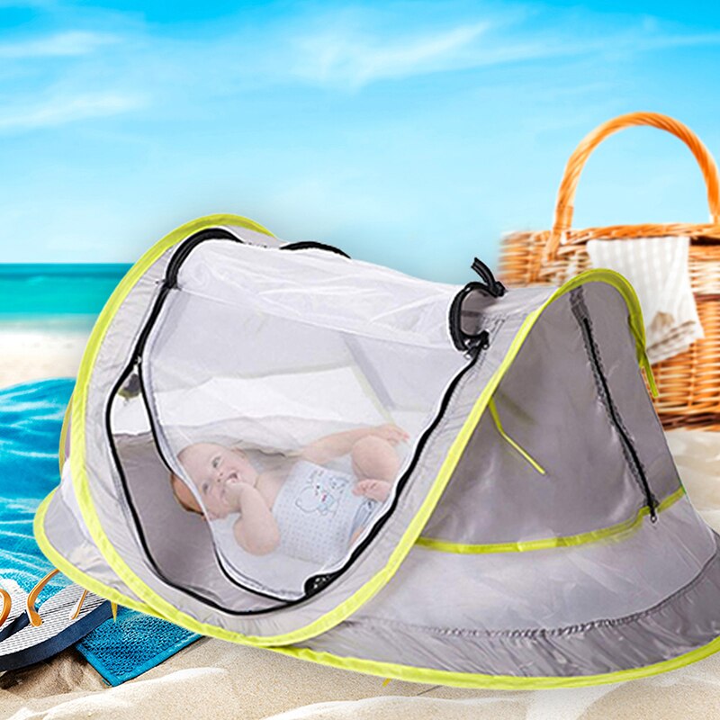 Zanzariera pieghevole tenda da spiaggia per bambini Mini cerniere traspiranti zanzariera Playhouse tenda da gioco per bambini camera da esterno per bambini