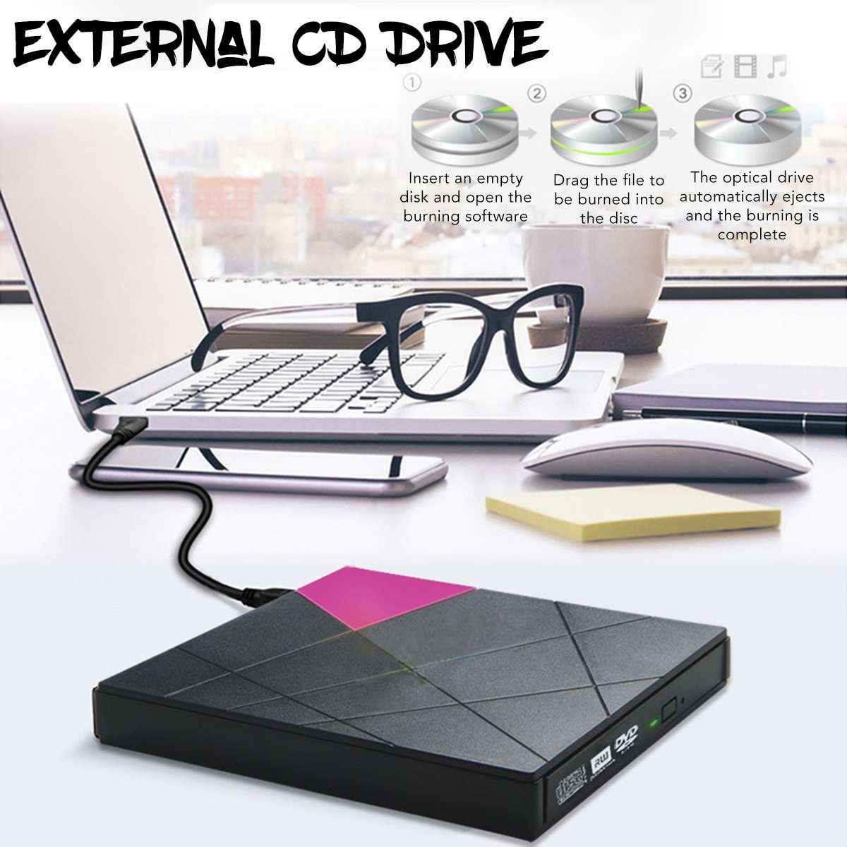 Externe Dvd Rw Vcd Cd Drive USB3.0 Writer Brander U Disk/Sd/Tf Reader Speler Telefoon Opladen voor Pc Laptop Optische Drives
