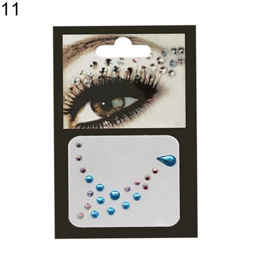 Kropp ansikte smink tillfällig glitter ögon klistermärken diy nail art strass dekor: 11