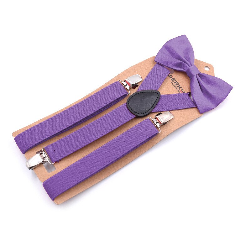 2,5x110 cm Soild Bunte Hosenträger Bowtie einstellen Schön Polyester charmant Y-zurück Hosenträger Erwachsene Schmetterling Gürtel Bogen krawatte Einstellbare: Lila