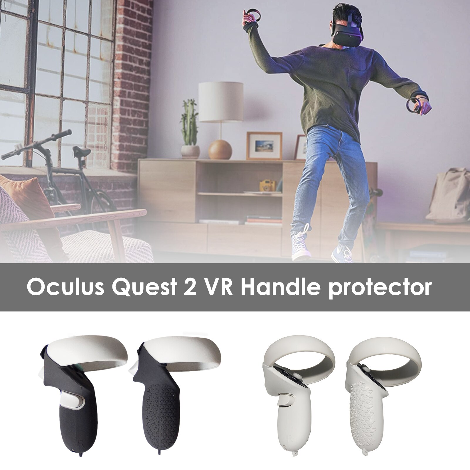 Vr Controller Case Vr Cover + Hand Cover + Thumb Knop Cap Handvat Cover Voor Oculus Quest 2 Vr Controller accessoires