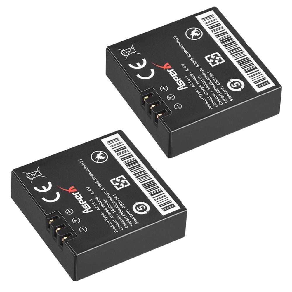 Batería de AZ16-1 para cámara de acción Xiaomi Yi II yi 4k, cargador LCD, 4k, batería de AZ16-2, para Xiaoyi Lite Yi 360 VR: 2 Batteries