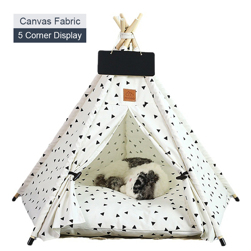 Tienda tipi para mascotas para gatos y perros, casa para perros lavable y extraíble portátil, casa para cachorros de interior con cojín y pizarra para gatos: L / Verde claro