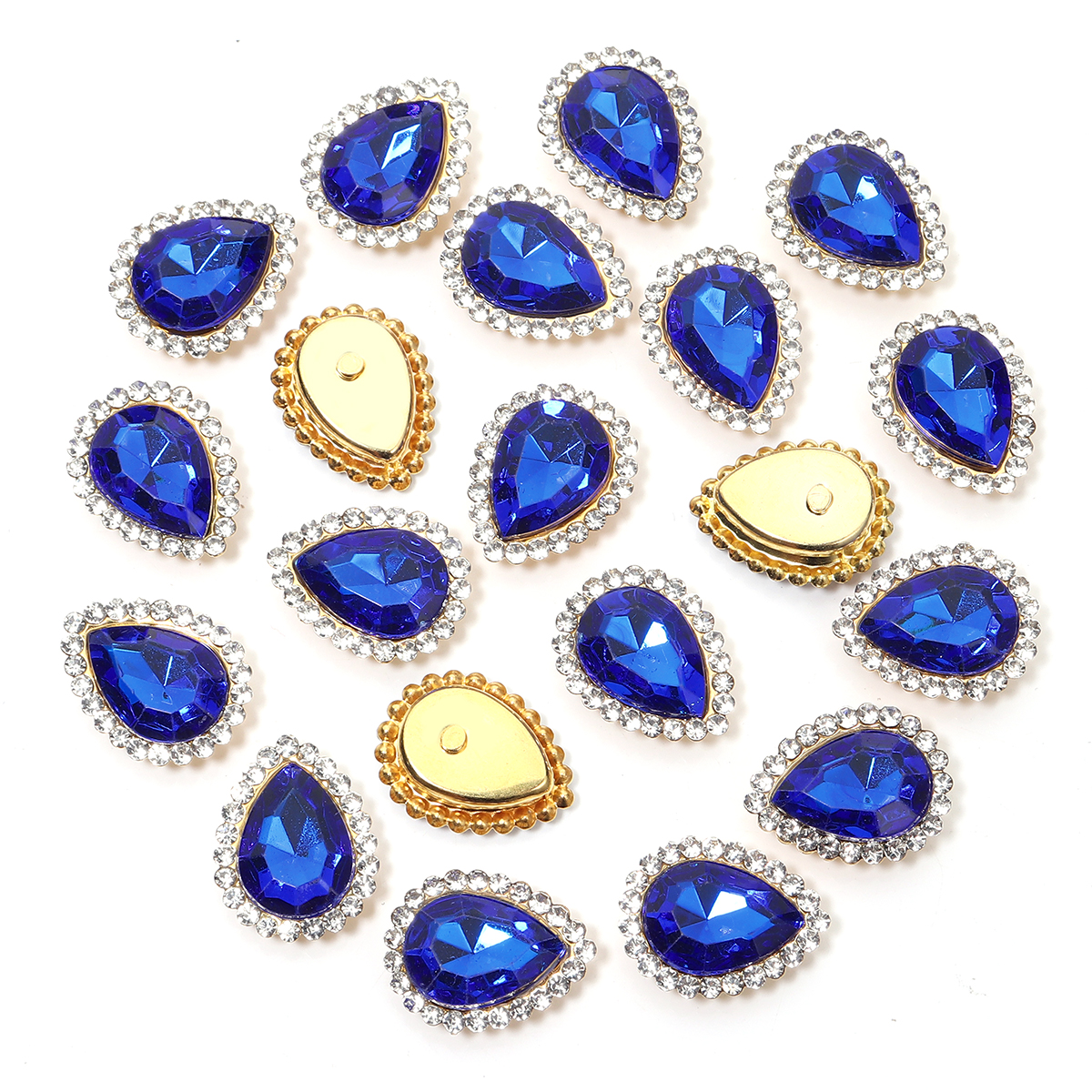 20 piezas forma de gota de agua de girasol, garra de costura, diamantes de imitación, cristales, cuentas de vidrio, botones, piedras para coser, diamantes de imitación para coser ropa: Verde