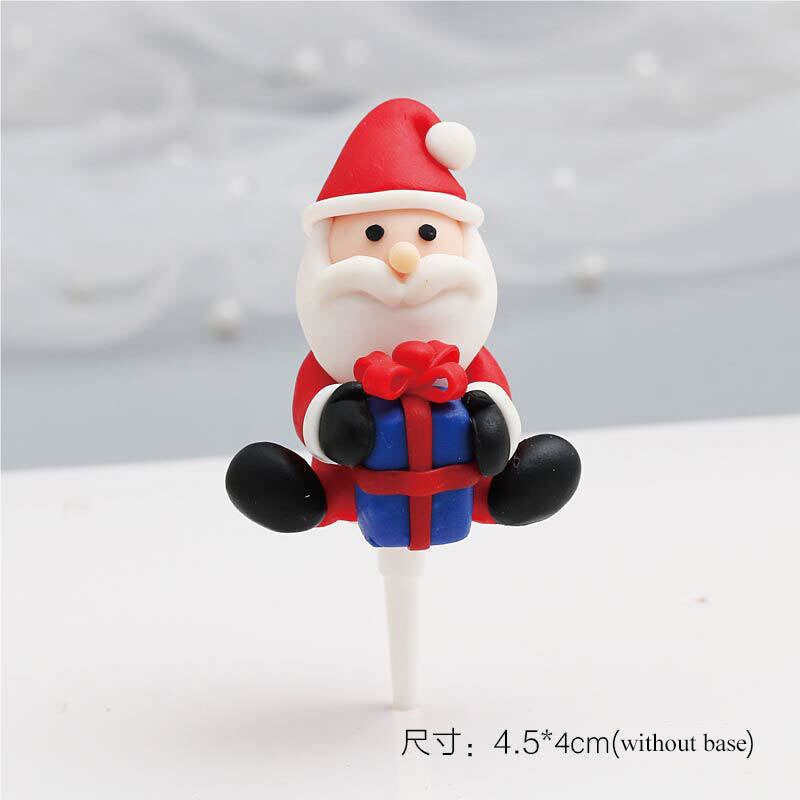 Christams party Cake Toppers Soft clay Christmas cake decoration cake decoration cards and Cake Flags Santa Claus and elk: 3