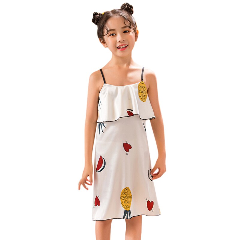Été enfants enfant fille chemises de nuit dessin animé pyjama imprimé robes enfants sans manches décontracté és chemise de nuit robe de: A / 9T