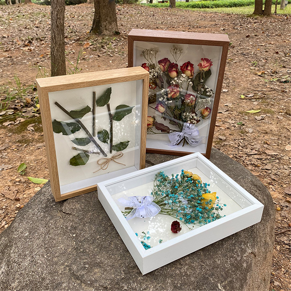 Marco de fotos de flores secas, marco hecho a mano, espécimen de mariposa eterna, adorno 3D DIY, especial, de cumpleaños