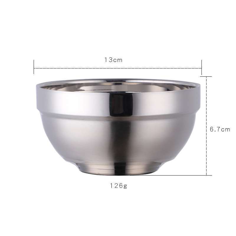 Grande tigela de macarrão de aço inoxidável tigelas não deslizamento dupla camada sopa bolinho tigelas panela quente utensílios cozinha: Silver-L