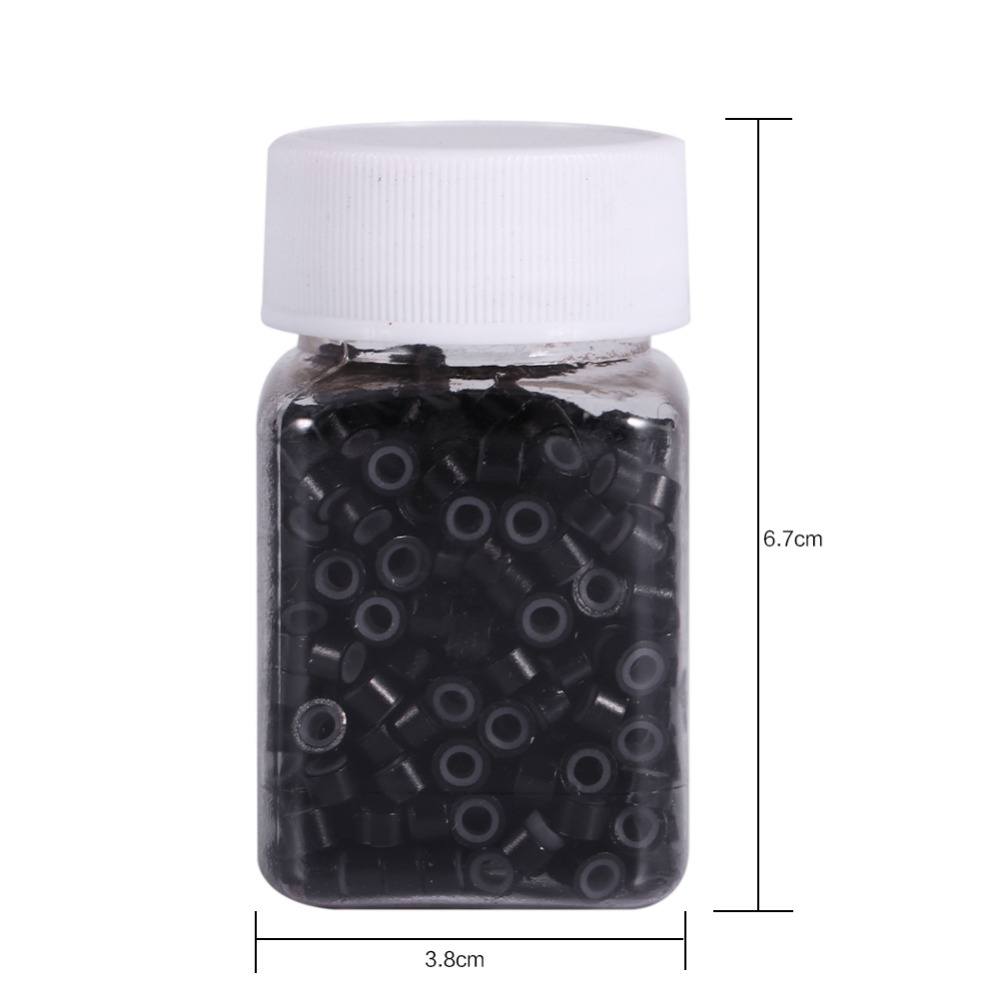 Micro Anéis 4*3 MILÍMETROS 200/500 Pcs Micro Friso Contas Cabelo Talão Micro Silicone Anel/Links /contas Para Extensões de Cabelo 3 Cores