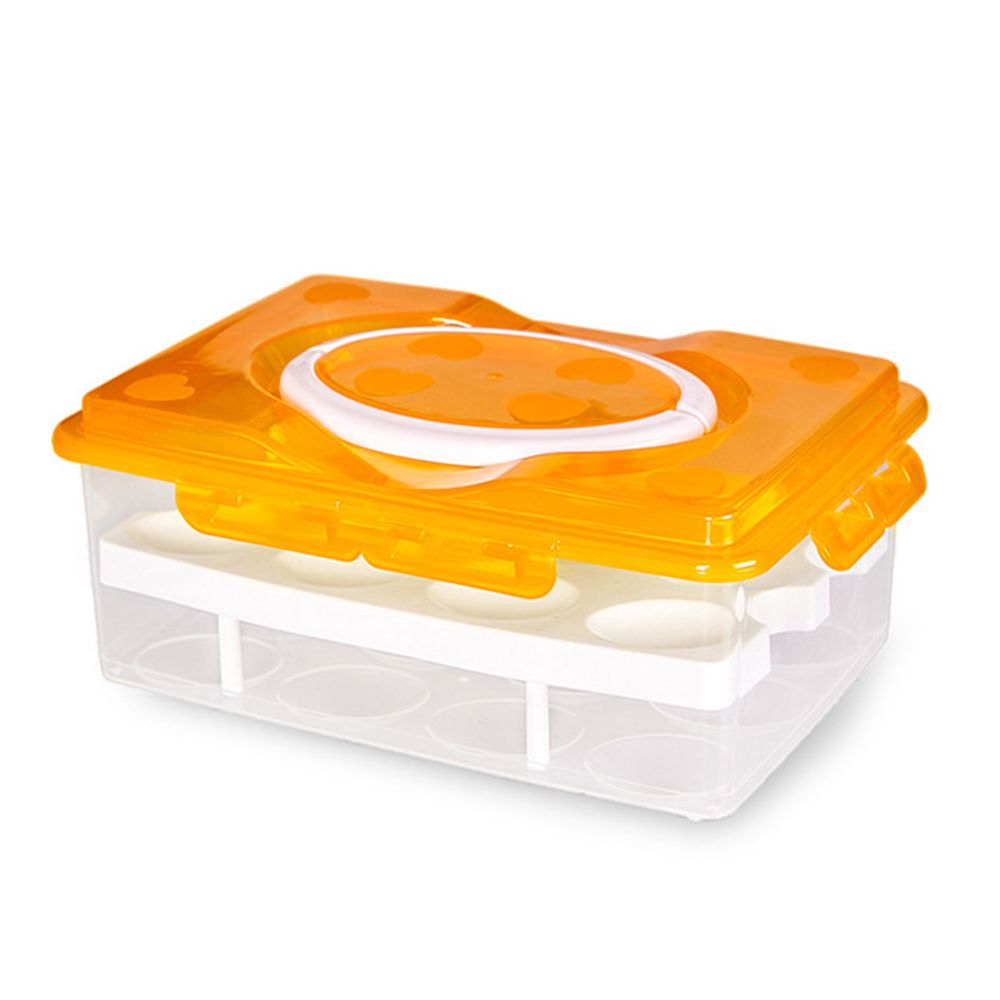 24 gitter æg kasse mad container arrangør bekvem opbevaring kasser dobbelt lag holdbare multifunktionelle skarpere køkkenprodukter: Orange