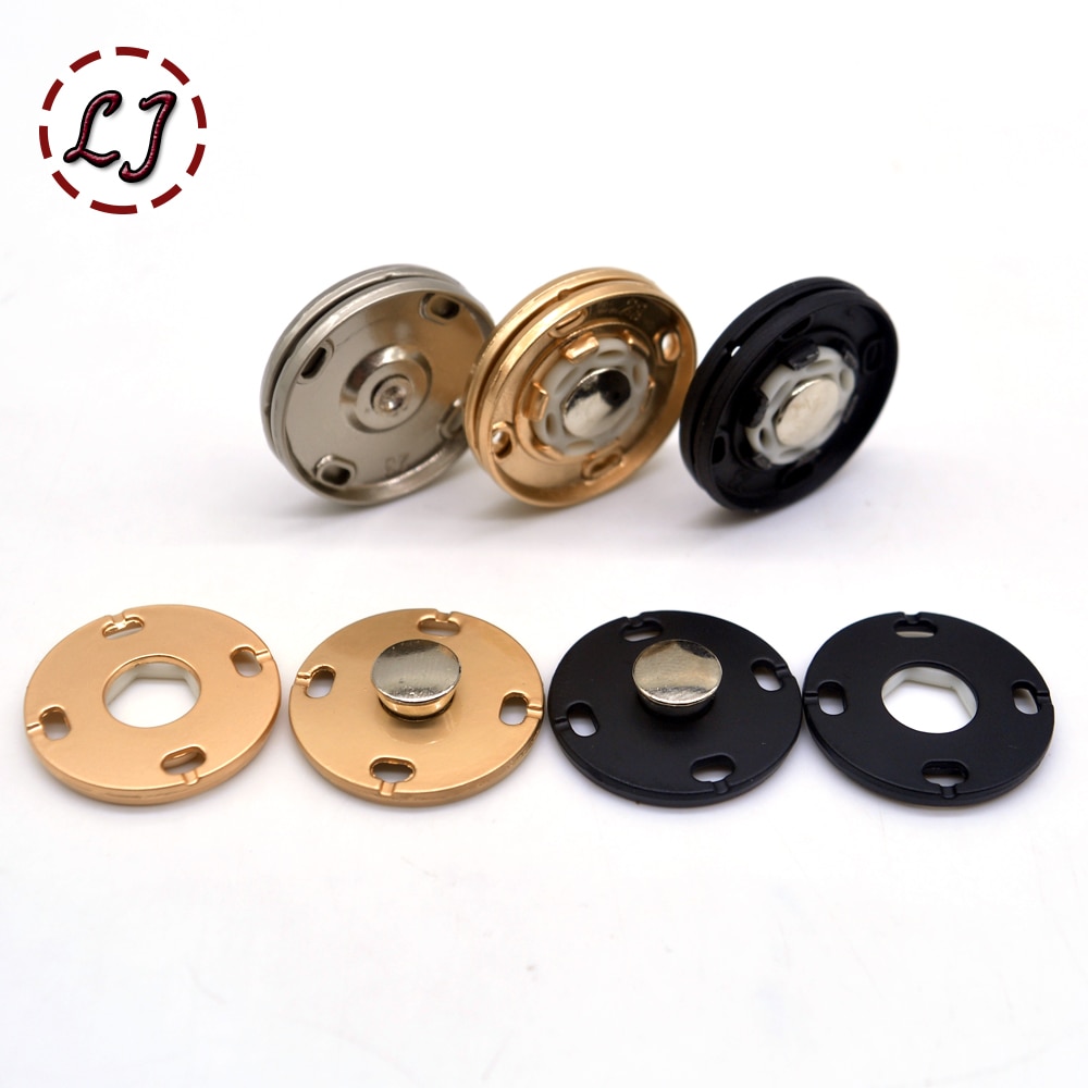 10pcs/lot gold black big head Metal Snap Fasteners Press Button for suit jacket clasp mink coat accessories DIY