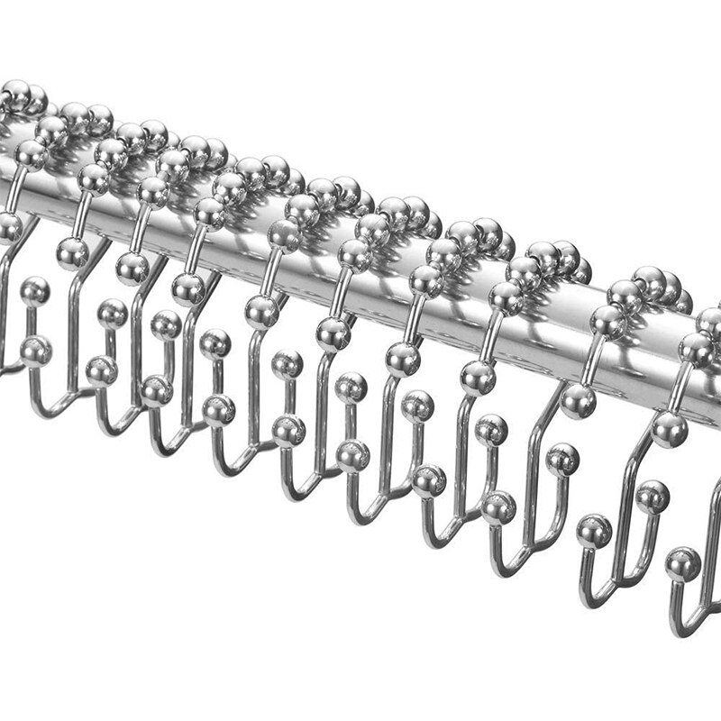 4/6pcs Stainless Steel Bath Curtain Rollerball Hook Curtain Rings Hooks Curtain Ring Rack Anti-slip Roller Bathroom Accessories