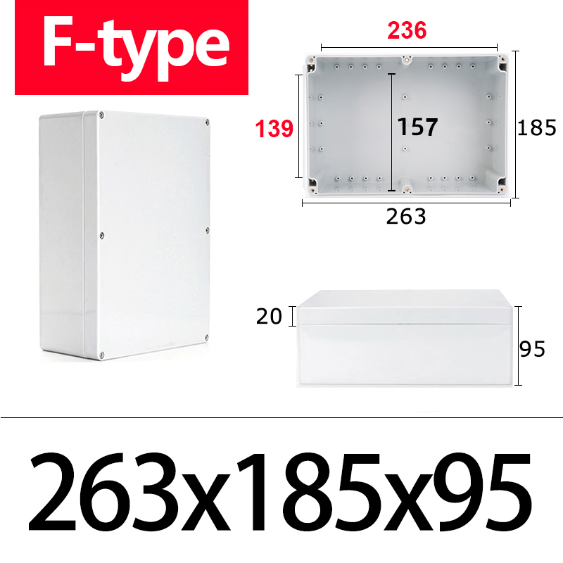 Boîte de jonction étanche ABS de type F, matériau, boîtier en plastique Ip67, coffre-fort électronique pour l'extérieur, boîte de bouton d'alimentation pour moniteur: GRIS