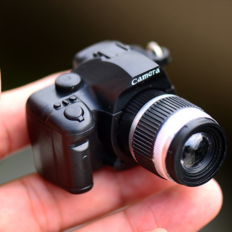 Llaveros Led de cámara creativa con sonido linterna LED cámara Digital SLR juguete LED luminoso llavero con colgante para