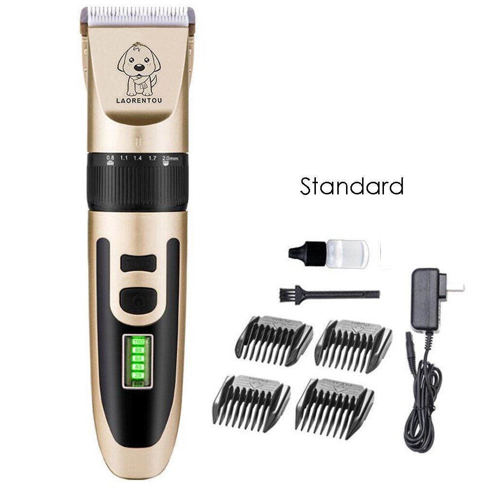 Cortapelos recargable para mascotas y gatos, recortador de pelo para perros, Afeitadora eléctrica, Kit de máquina de corte de pelo de litio 18650 para animales: Gold Standard