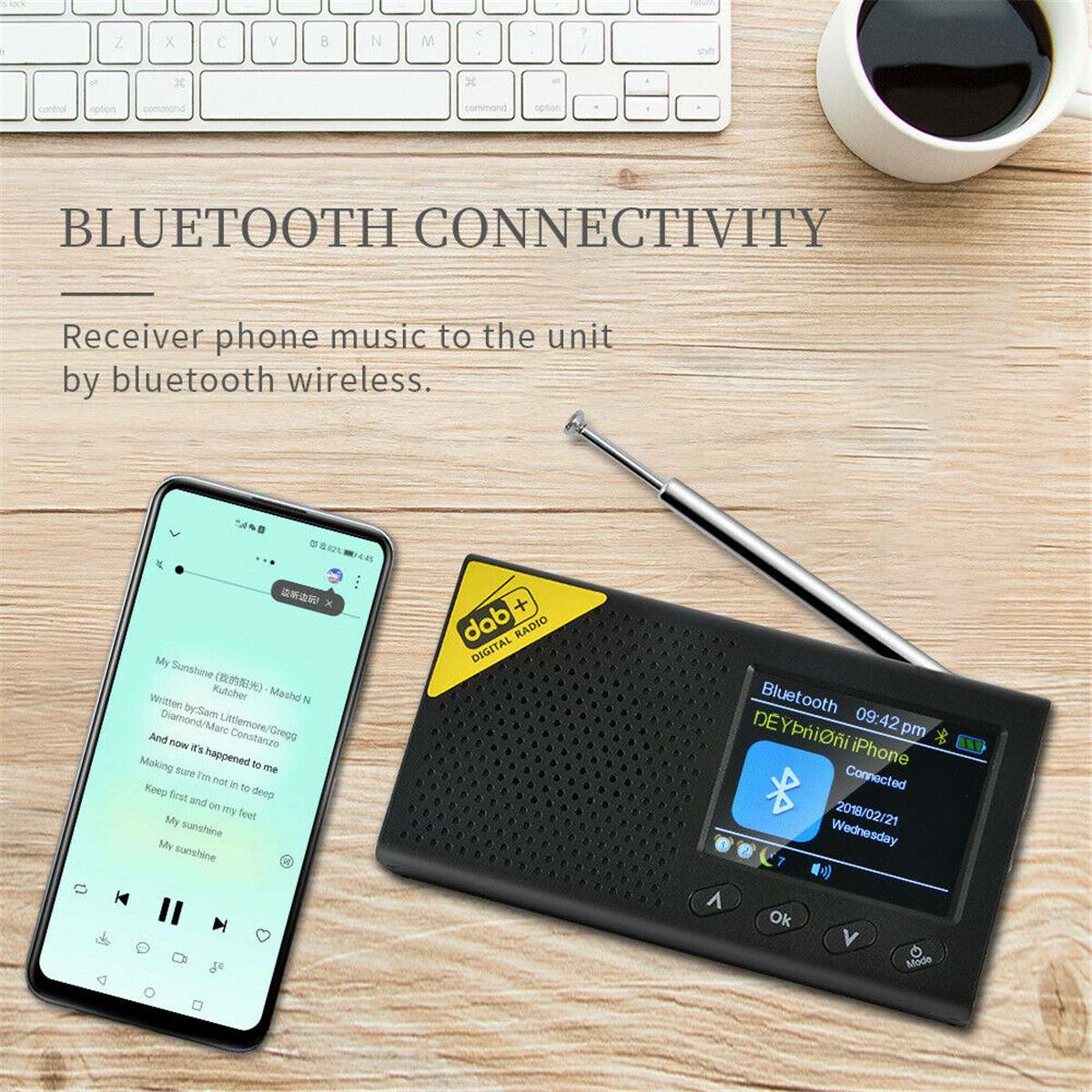 Draagbare Dab Radio Dab + Ontvanger Draagbare Digitale Dab Fm Stereo Radio Receptor Met 2.4 Inch Tft-scherm Bluetooth Alarm klok