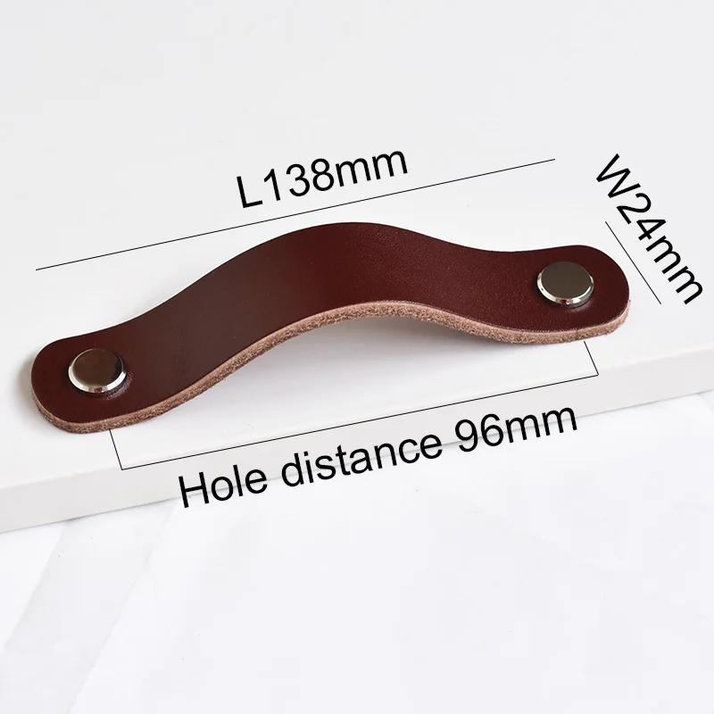 Boutons en cuir marron meubles rétro européens tiroir armoire porte poignée placard armoire à chaussures peau de vache tire bouton: YELLOW