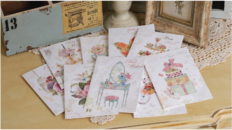 Jahrgang Grußkarten Papier 3D Blume Karten Für Geburtstag