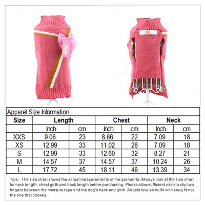 DOGGYZSTYLE Winter Pets Dog Clothes Sweater Knitted Pink Coat Apparel Clothing For Small Puppy Dogs XXS-L: Pink / XXS