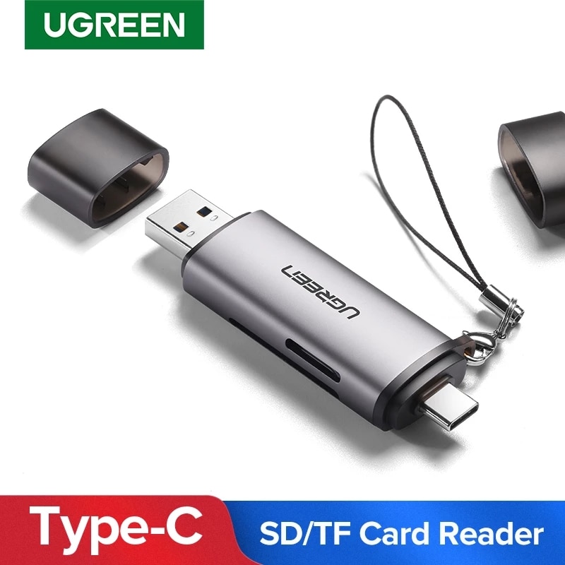 Ugreen-lector de tarjetas USB tipo C a SD, Micro SD, TF, OTG, Accesorios para ordenador portátil, adaptador de tarjeta SD de memoria inteligente USB 3,0