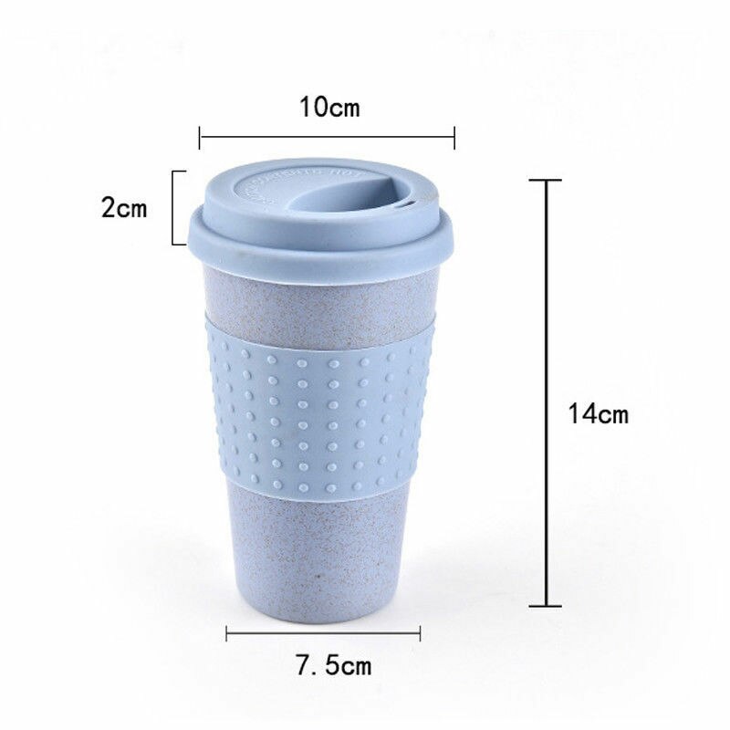 Reusable Bamboo Fibre coffee Cups Eco Friendly 3 Colors 300ml Portable Coffee Tea Mugs Travel Mug With Lid