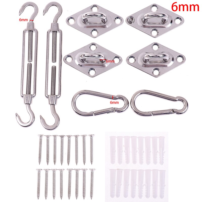 Stainless Steel 304 M6/6mm Sun Sail Shade Hardware Kit For Trigangle Rectangle Sails Installation Shade Sail Fixing Accessories