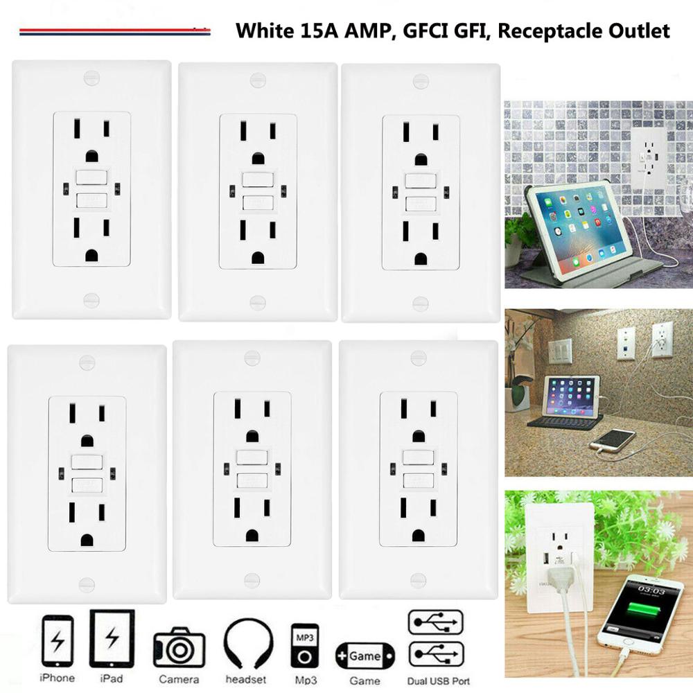 Professinal White 15A AMP GFCI GFI Receptacle Outlet TR Tamper Resistant UL Listed 110V Electrical Sockets