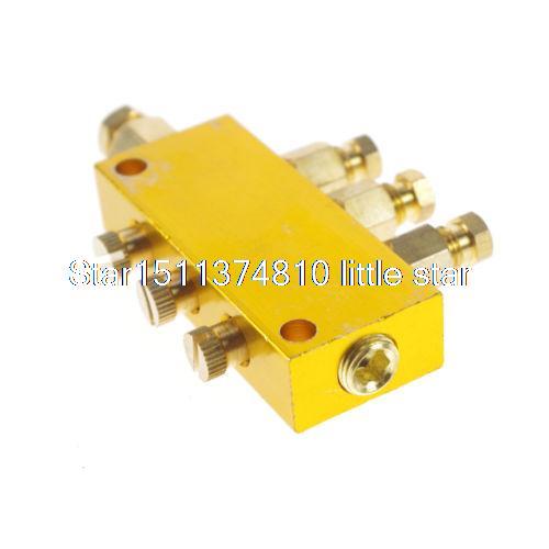 1 x Brass 3 Ways Adjustable Oil Distributor Valve Manifold Block 6mm in 4mm out