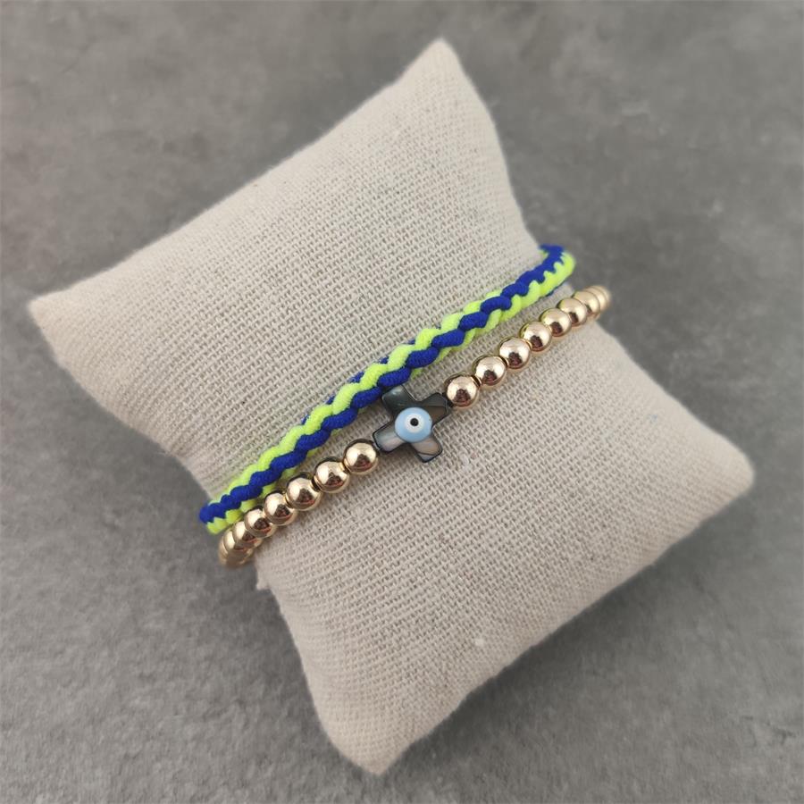 Boho Lucky Evil Eye Armbanden Voor Vrouwen Witte Kleur Handgemaakt Rubber Touw Gouden Armband Sieraden Kwast Armband Vrouw