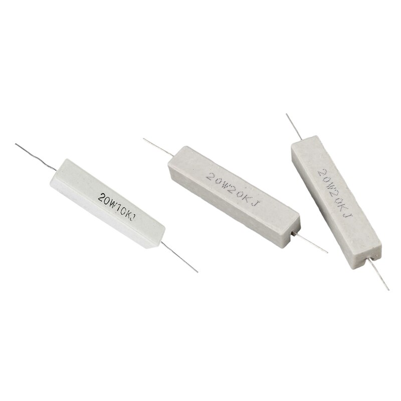 3 Pcs 20W Axial Lead Ceramic Cement Power Resistor, 2 Pcs 20K Ohm & 1 Pcs 10K Ohm