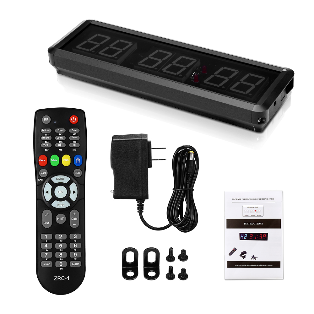 1.5 Inch 6 Digit LED Timer Boxing GYM Crossfit tabata EMOM Interval Programmable Countdown/UP Stopwath Real Time Clock