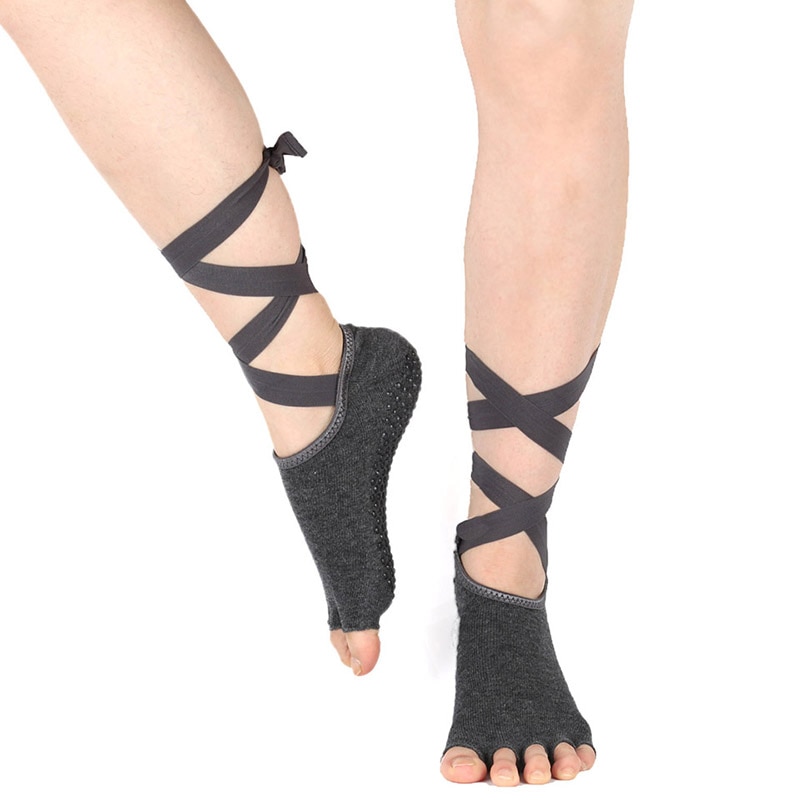 Calcetines de algodón de Yoga para mujer, medias antideslizantes de media punta para Pilates, baile, Ballet, Barre, Bikram, agarre de entrenamiento, 1 par