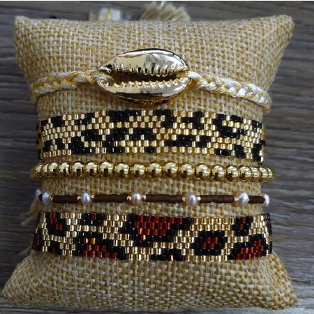 Europe and USA MIYUKI Bracelet Men Pulseras Mujer Moda Leopard Armband Bracelets Women Jewelry Shell Tassel Leopar Pattern: set 1