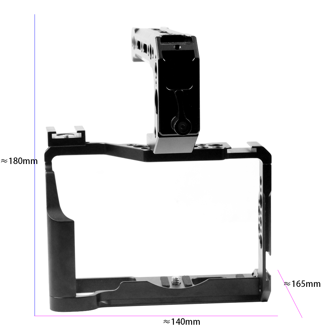 Jos d'appareil photo reflex en aluminium pour Fujifilm X-T3 /XT3/XT2 /X-T2 DSLR Rig Juste de protection avec poignée supérieure Grip Cold Shoe Mount