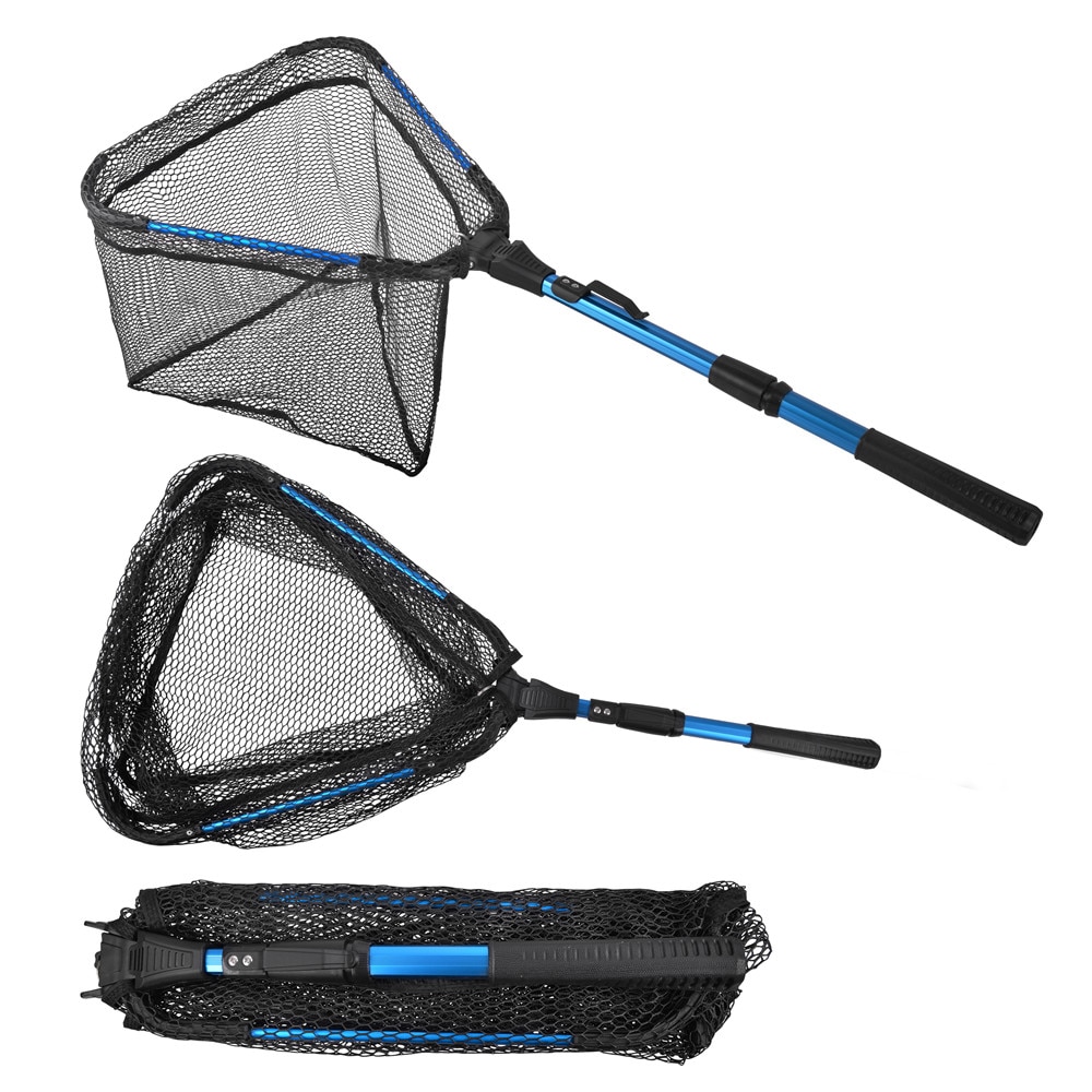 Telescoping Landing Net 44/79/91CM Retractable Long Fishing Hand Net Pole Portable Folding Rubber Landing nets for fishing Kayak