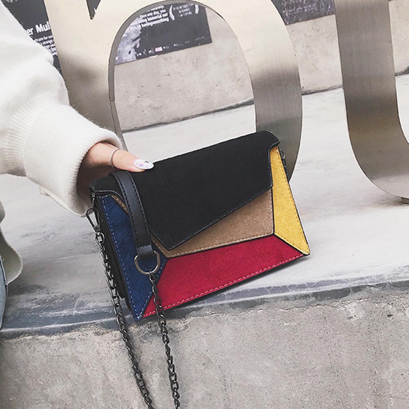 1 Pc Pu Stiksels Messenger Bag Vrouwen Meisjes Dames Multicolor Patchwork Lederen Crossbody Schoudertas Aankomst