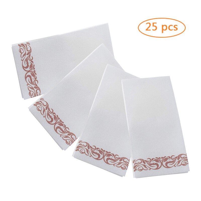 25 Stuks Wegwerp Servetten Handdoeken Rose Goud Zilver Decoratieve Badkamer Folie Papier Voor Etentje Bruiloft Verjaardagslevering: Rosegold