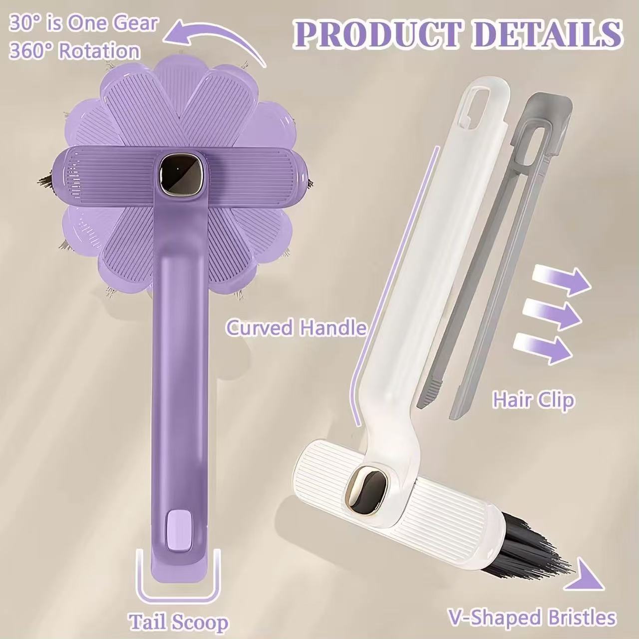 Cepillo de limpieza giratorio multifuncional 2 en 1, cepillo de cerdas duras para baño y inodoro, cepillo para limpiar hendiduras y lavabo