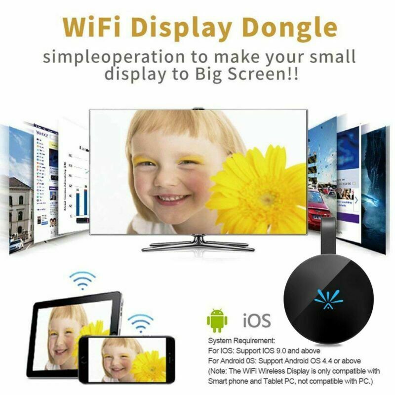 1080P MiraScreen G6 Miracast WiFi affichage sans fil HDMI TV Dongle récepteur + câble