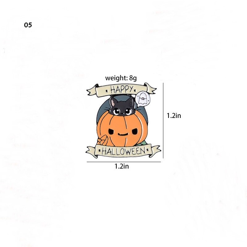glücklich Halloween Emaille Stifte Kaffee Kürbis Geister Katze Hexen Schmuck Magie Hütte Broschen Abzeichen Revers Stifte Für Festival: 05