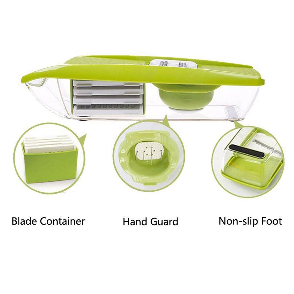 5 in 1 Multifunctional Mandolin Vegetable Food Slicer Julienne and Container - Peel Cut Slice Vegetable Cutter Kitchen Tools