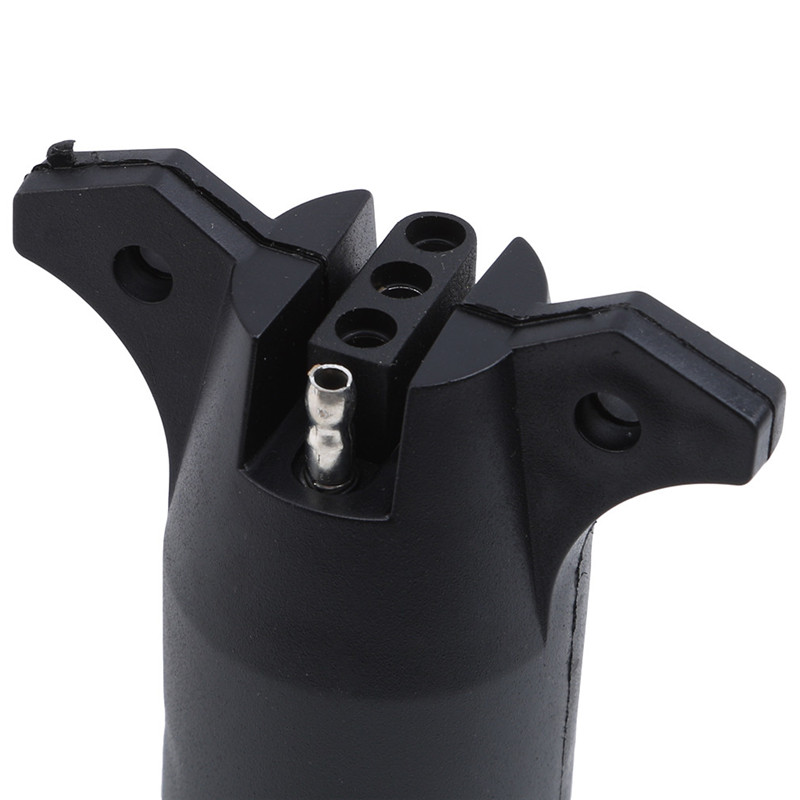 Black 7 Way Round To 4 Pin Flat Trailer Connector Adapter Plug Truck Accessories Trailer Parts