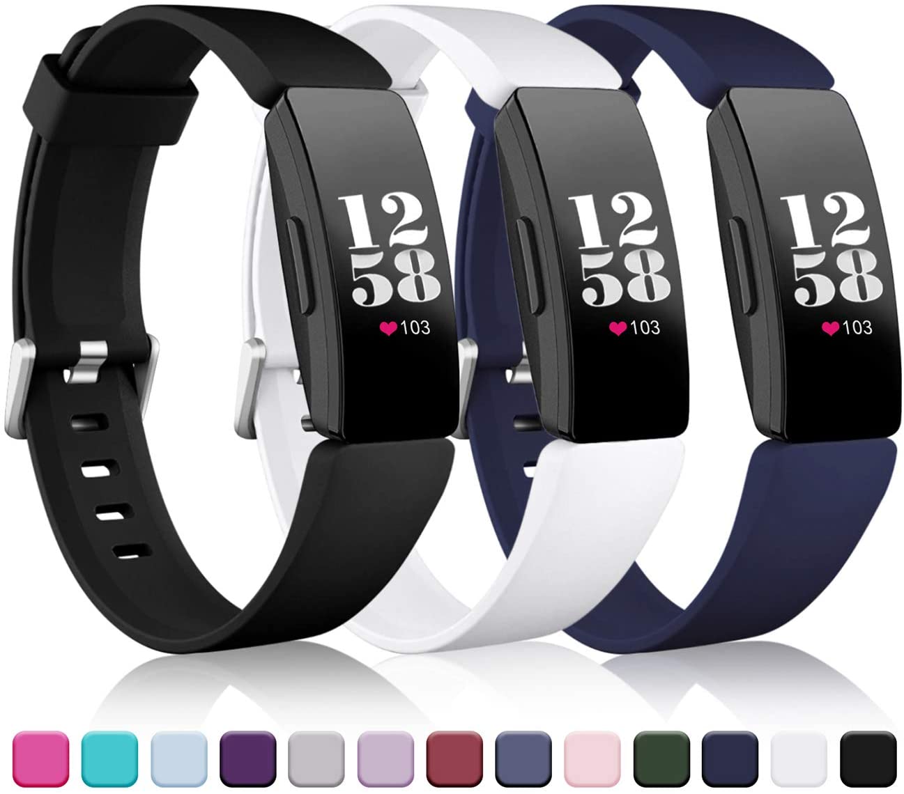 Paquete de 3 correas para Fitbit inspire Band para Fitbit inspire HR, pulsera de silicona de TPU blando para Bit inspire, accesorios: 1 / L